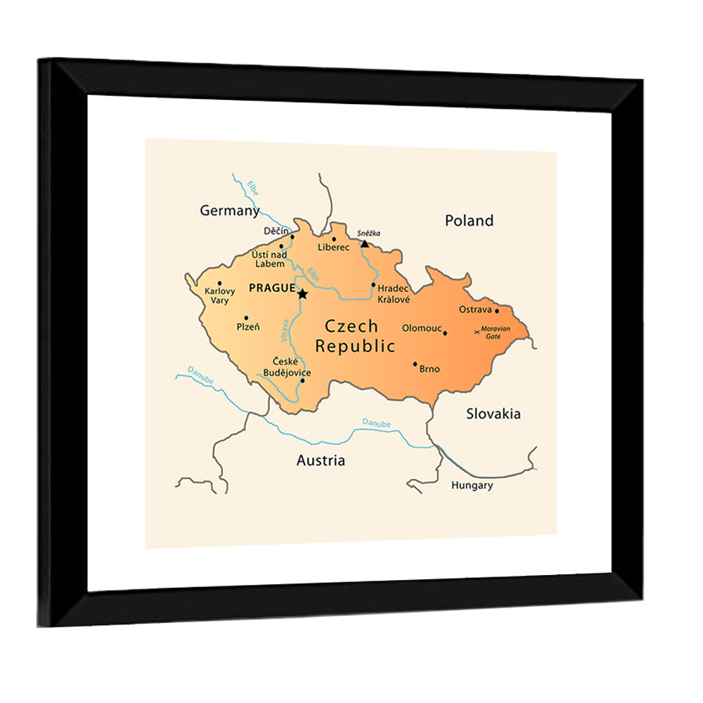 Minimalist Czech Republic Map Wall Art