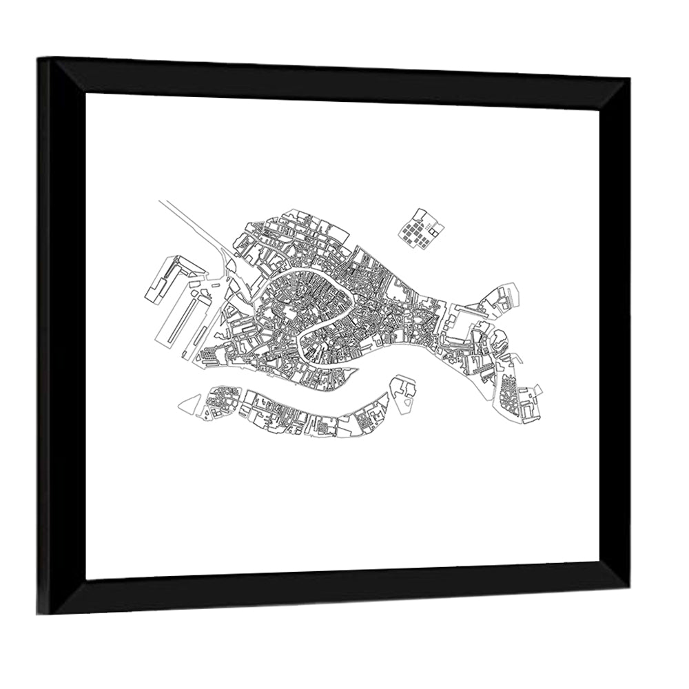 Venice City Map Wall Art