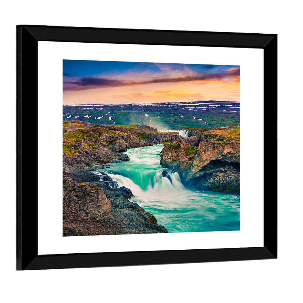 Godafoss Sunset Cascade Wall Art