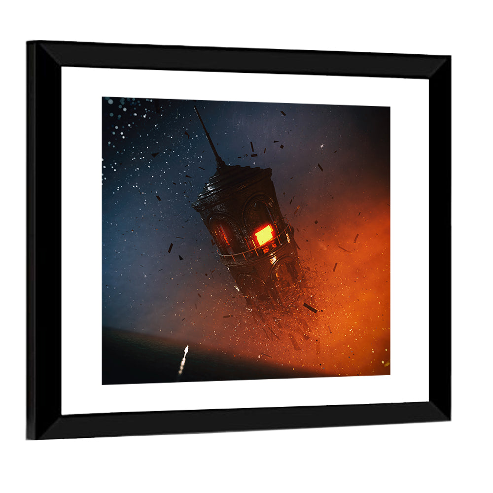 Floating Tower at Night Wall Art