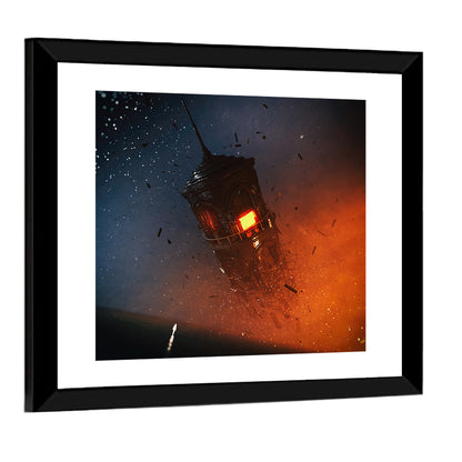 Floating Tower at Night Wall Art