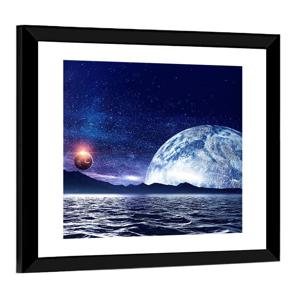Hidden Moon Over Alien Sea Wall Art