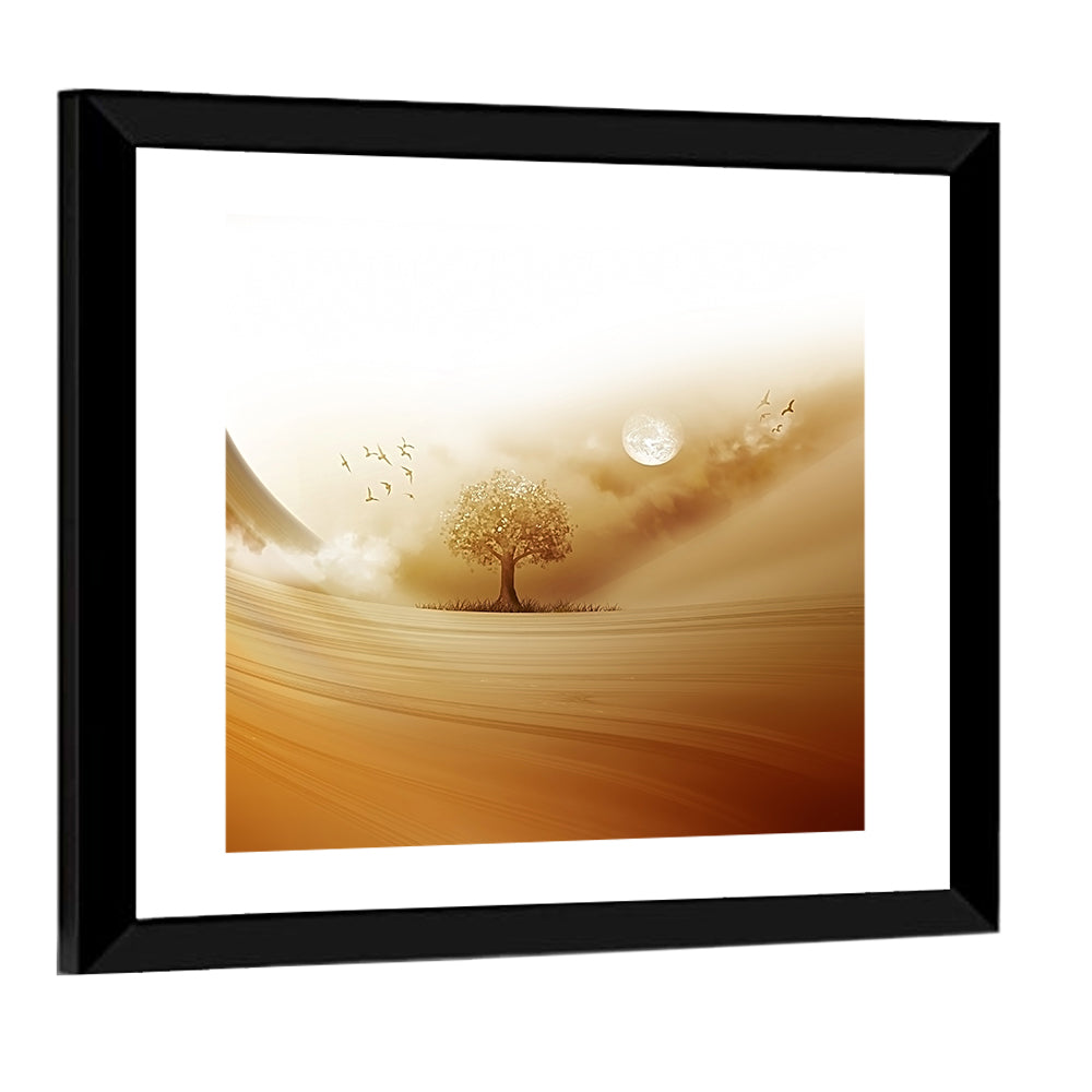 Moonlit Desert Tree Wall Art
