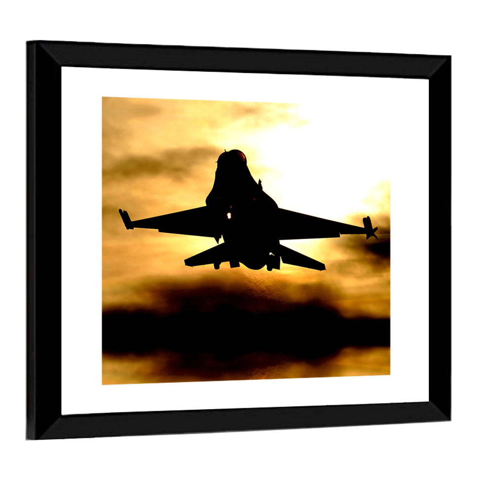 F-16 Landing at Golden Sunset Wall Art