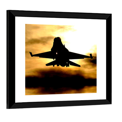 F-16 Landing at Golden Sunset Wall Art
