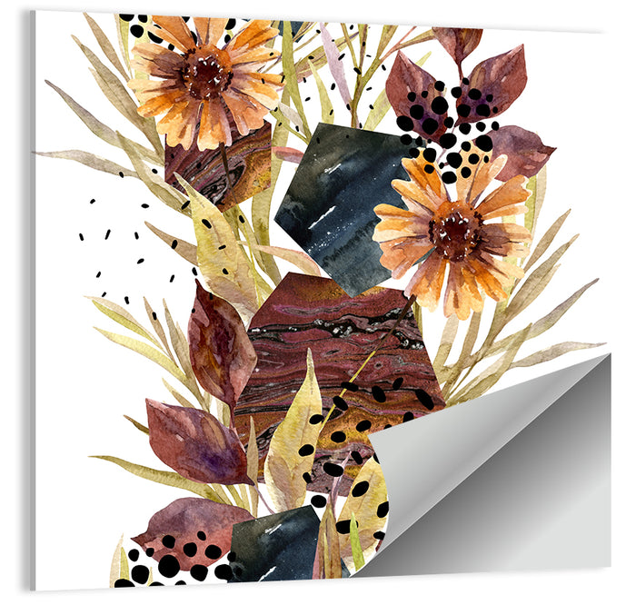 Autumn Floral Illustration Wall Art as a poster print