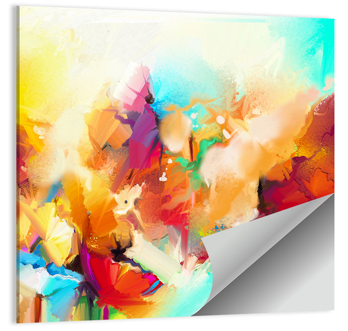 Vibrant Semi Abstract Flowers Wall Art as a poster print
