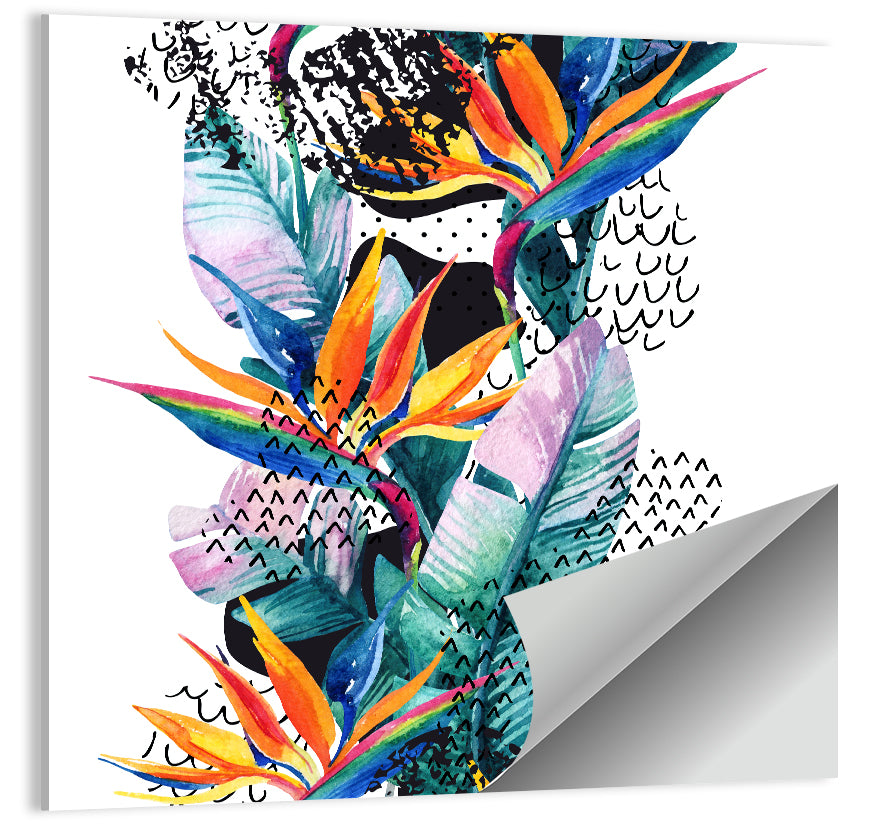 Bird of Paradise Floral Texture Wall Art