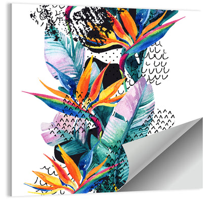 Bird of Paradise Floral Texture Wall Art