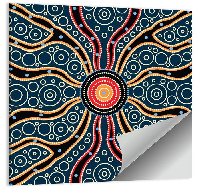 Concentric Dot Sunburst Illustration Wall Art as a poster print