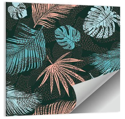 Stippled Tropical Leaves Illustration Wall Art