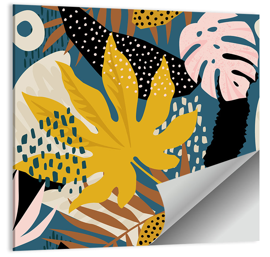 Monstera Leaf Collage Illustration Wall Art