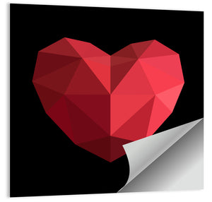 Red Geometric Heart Wall Art