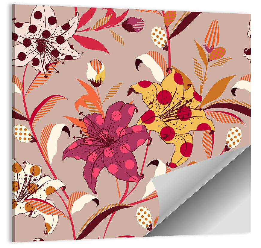 Polka Dot Lily Pattern Wall Art