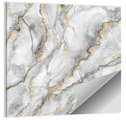 White Marble with Gold Veins Wall Art