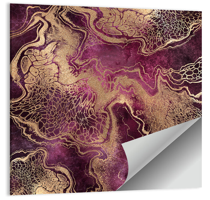Purple and Gold Marble Abstraction Wall Art as a poster print