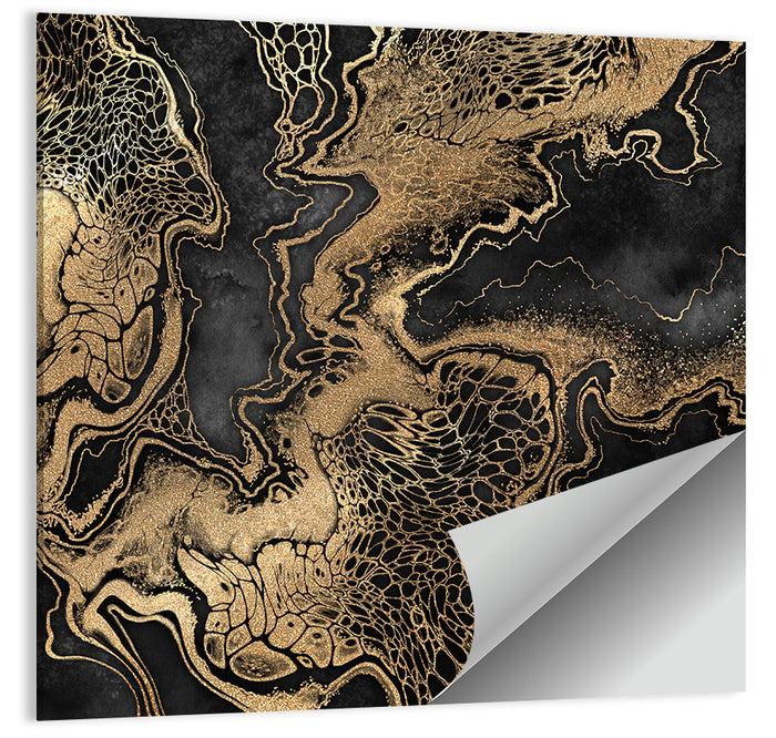 Black Marble with Gold Veins Wall Art as a poster print