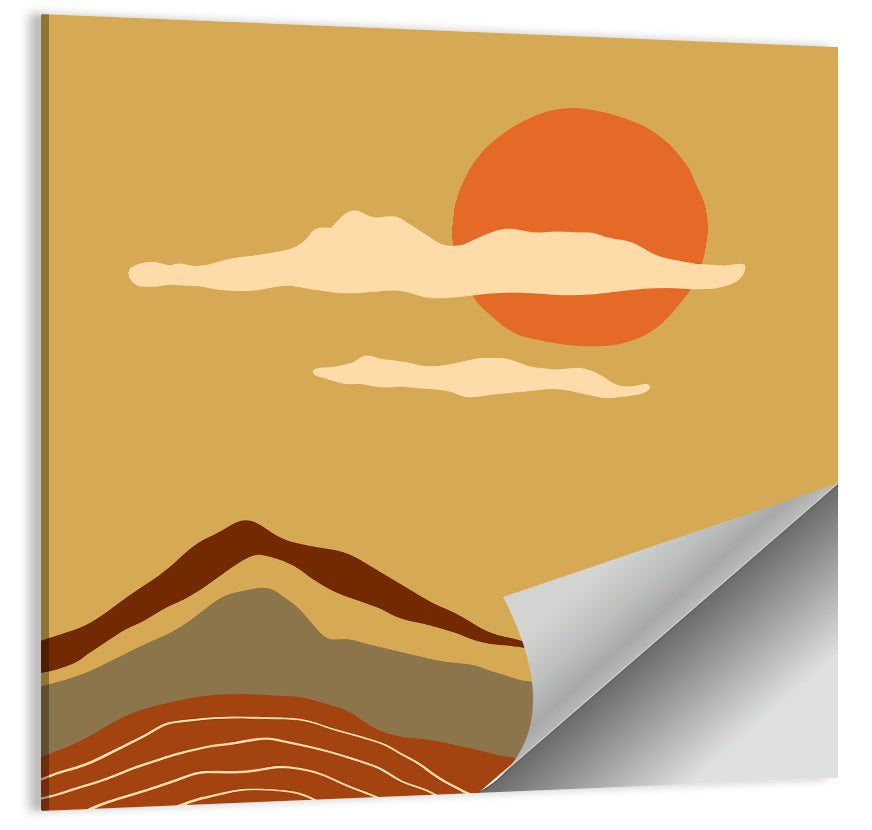 Terracotta Sunset Landscape Wall Art