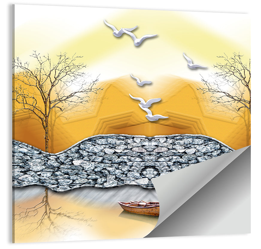Lake Forest Reflection Wall Art, poster print, square