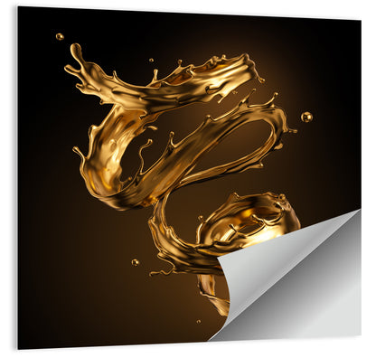 Liquid Spiral Gold Splash Wall Art