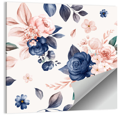 Peach Watercolor Rose Pattern Wall Art