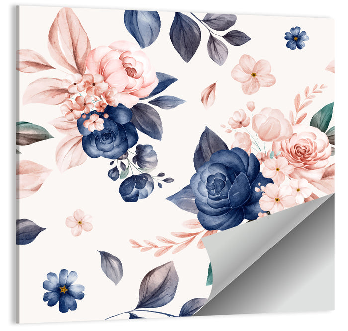 Peach Watercolor Rose Pattern Wall Art as a poster print