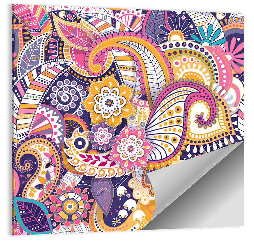 Indian Ornamental Paisley Pattern Wall Art