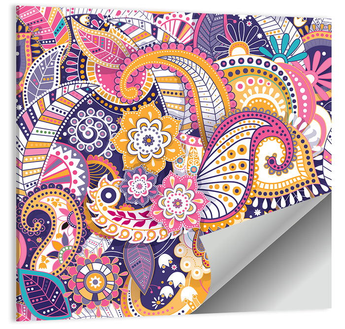 Indian Ornamental Paisley Pattern Wall Art as a poster print