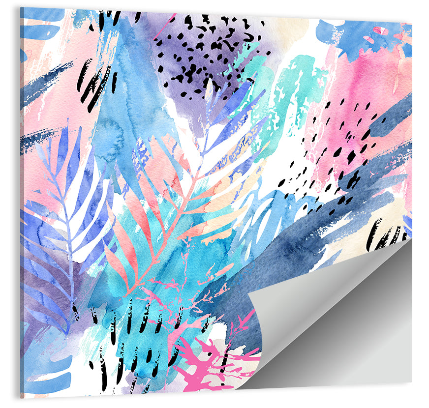 Palm Leaf Watercolor Collage Wall Art