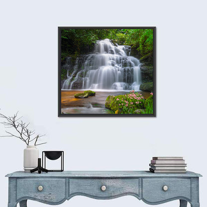 Mun Daeng Waterfall with Mossy Boulders Wall Art