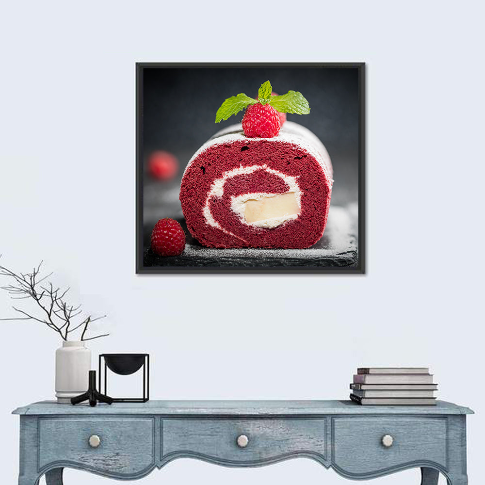 Raspberry Swiss Roll Cake Wall Art