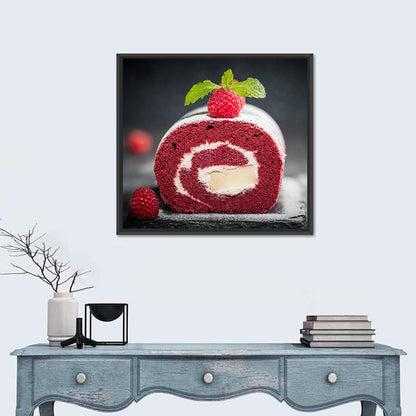 Raspberry Swiss Roll Cake Wall Art