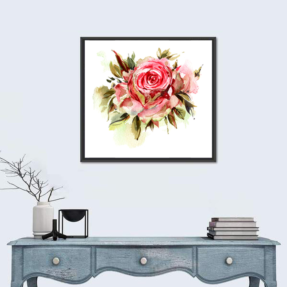 Single Bloom Rose Watercolor Wall Art