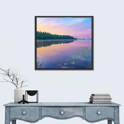 Sunrise Over Forest Lake Wall Art