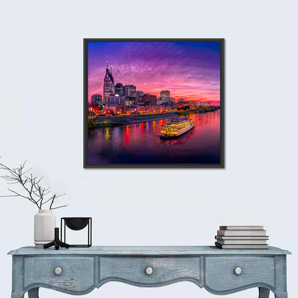 Nashville Riverfront Skyline at Dusk Wall Art