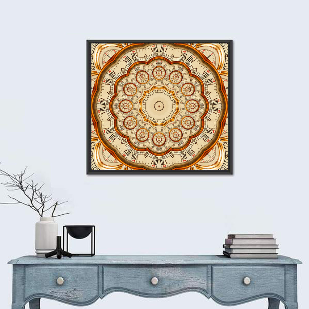 Antique Golden Clock Mandala Wall Art