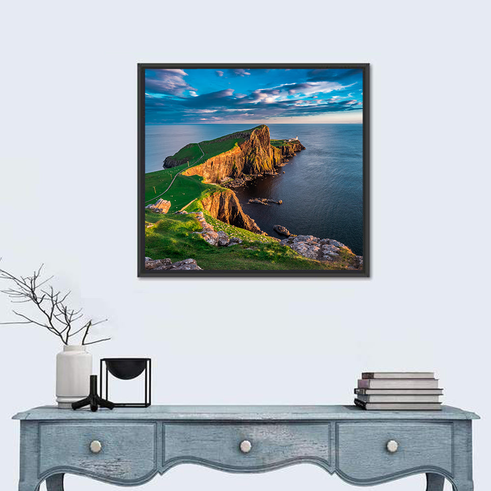 Neist Point Lighthouse at Golden Hour Wall Art