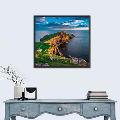 Neist Point Lighthouse at Golden Hour Wall Art