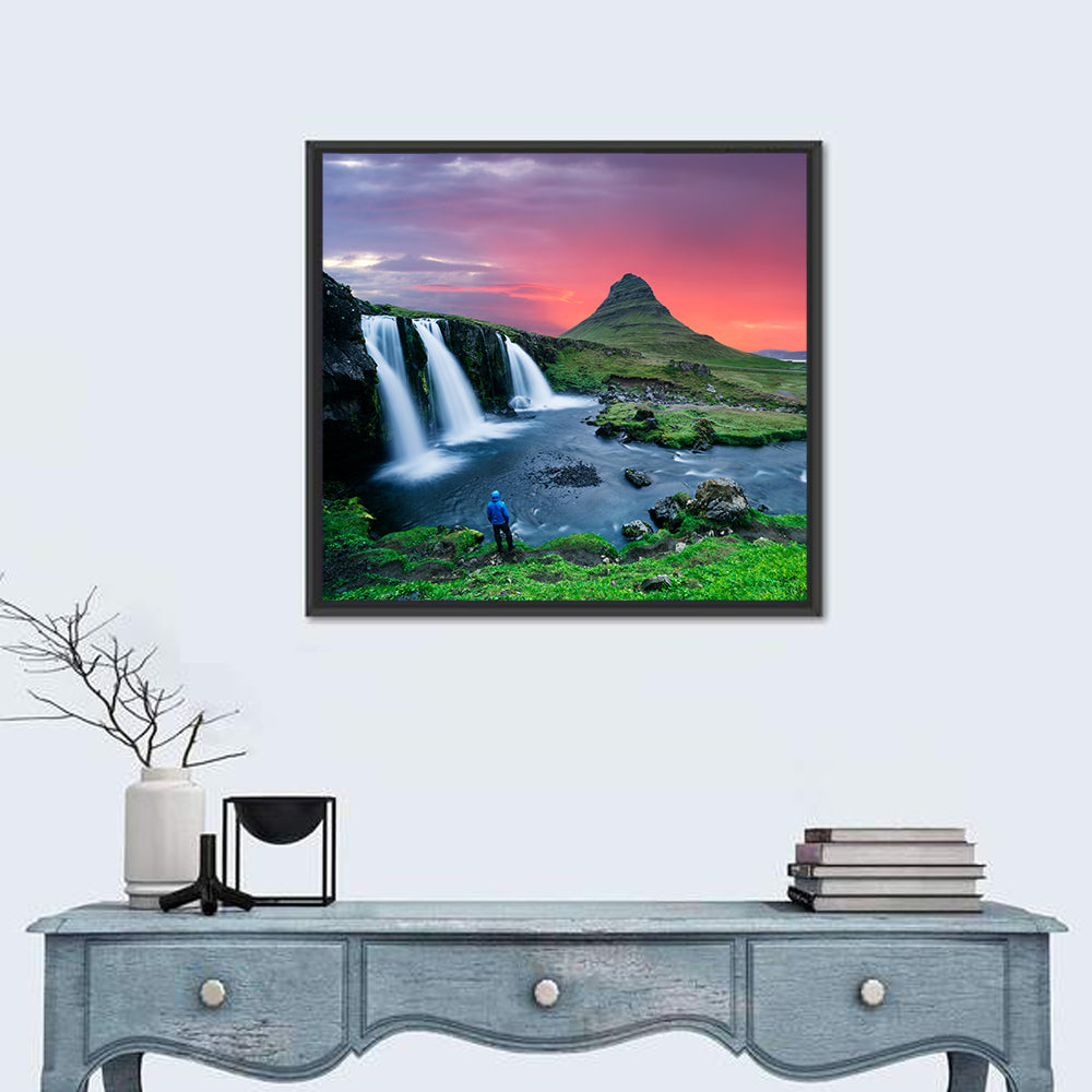 Kirkjufell Sunset with Kirkjufellsfoss Wall Art