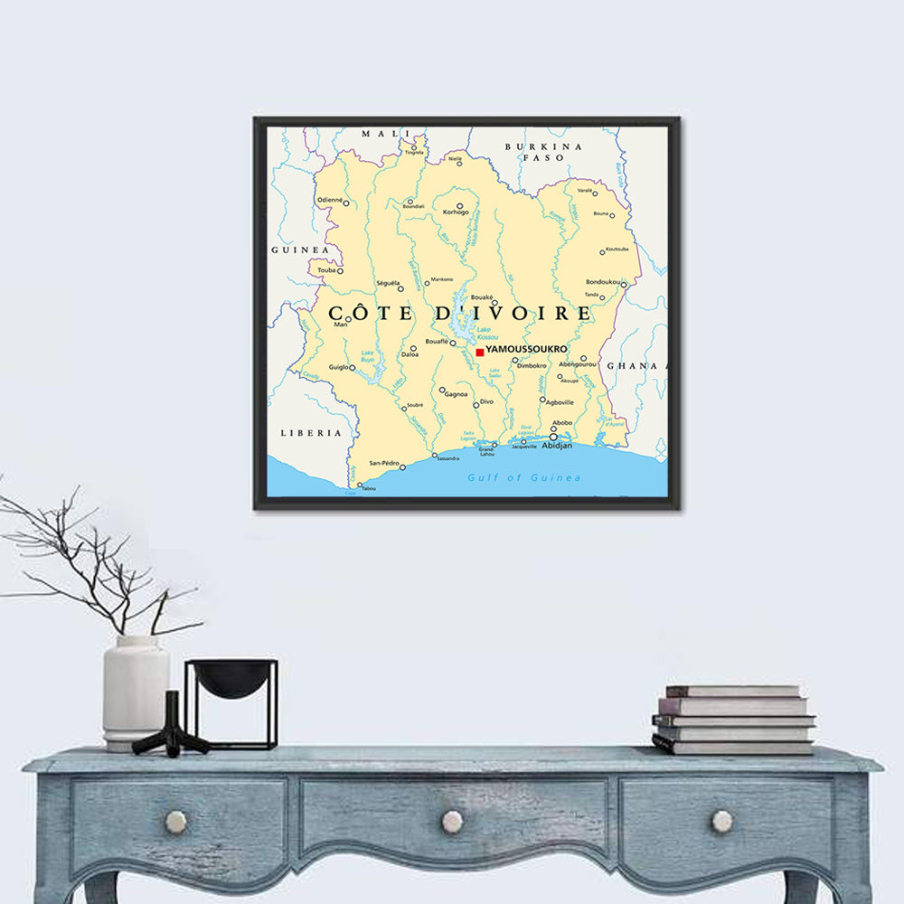Côte D'ivoire Political Map Wall Art