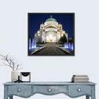 Saint Sava Cathedral at Night Wall Art