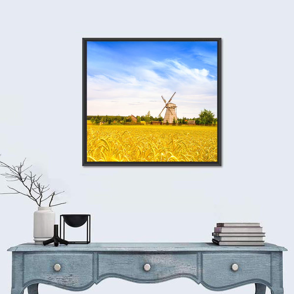 Dudutki Windmill in Golden Fields Wall Art