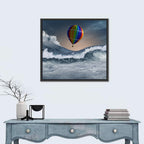 Hot Air Balloon Above Stormy Sea Wall Art