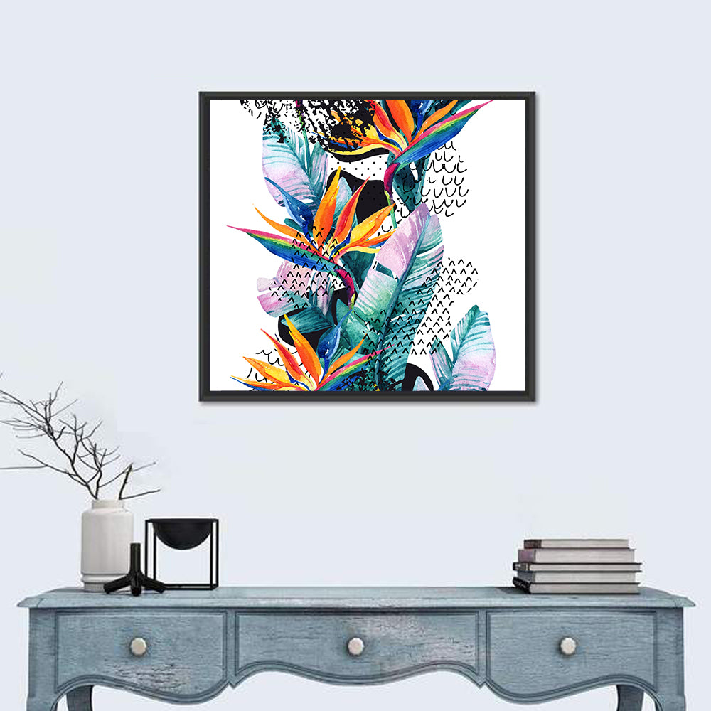 Bird of Paradise Floral Texture Wall Art