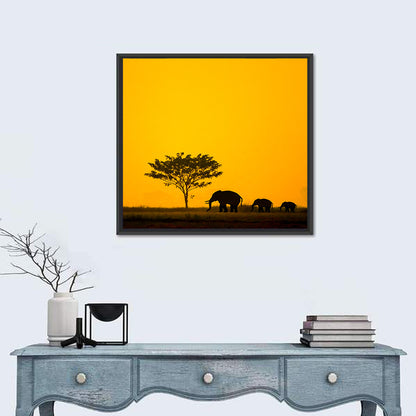 Thailand Elephant Silhouettes Wall Art