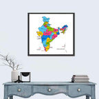 India Political Map Wall Art