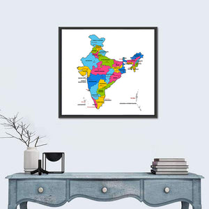 Detailed Map Of India Wall Art