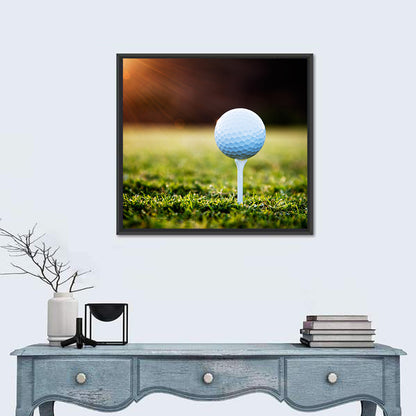 Golf Ball on Tee at Sunset Wall Art