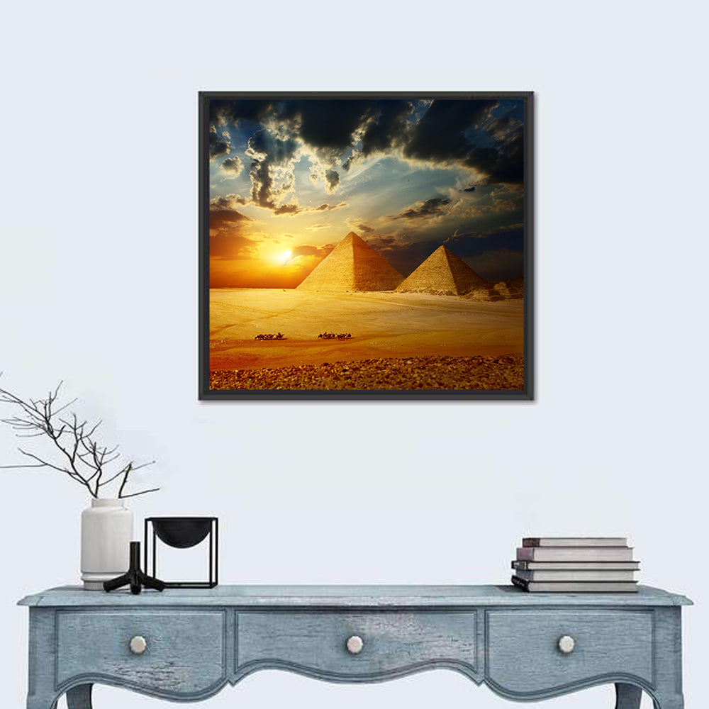 Great Pyramids of Giza at Dusk Wall Art