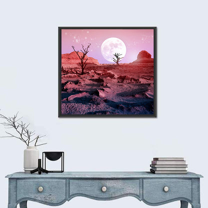Desert Moon with Silhouetted Trees Wall Art
